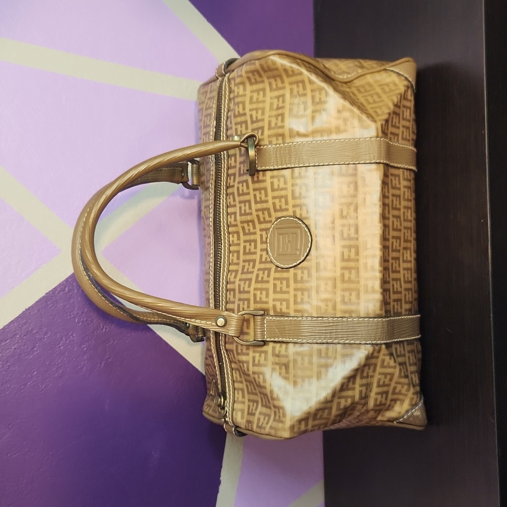 Fendi Coated Canvas Brown Boston Bag